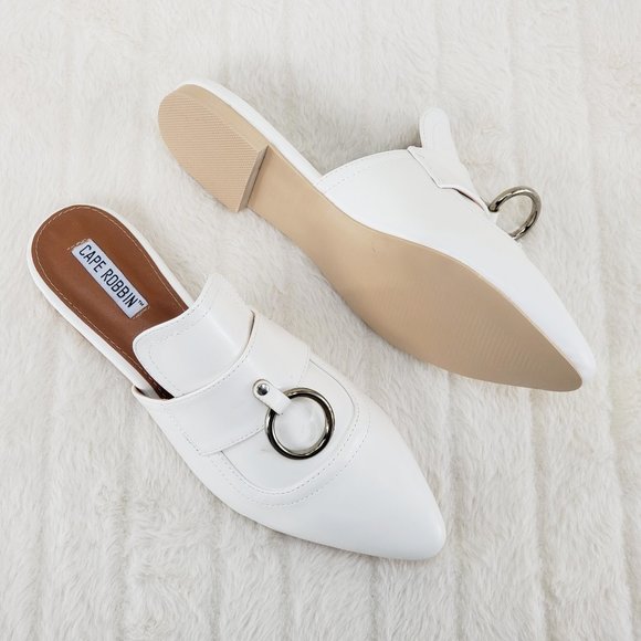 White Flat Mules Clog slides Slippers - Picture 2 of 8